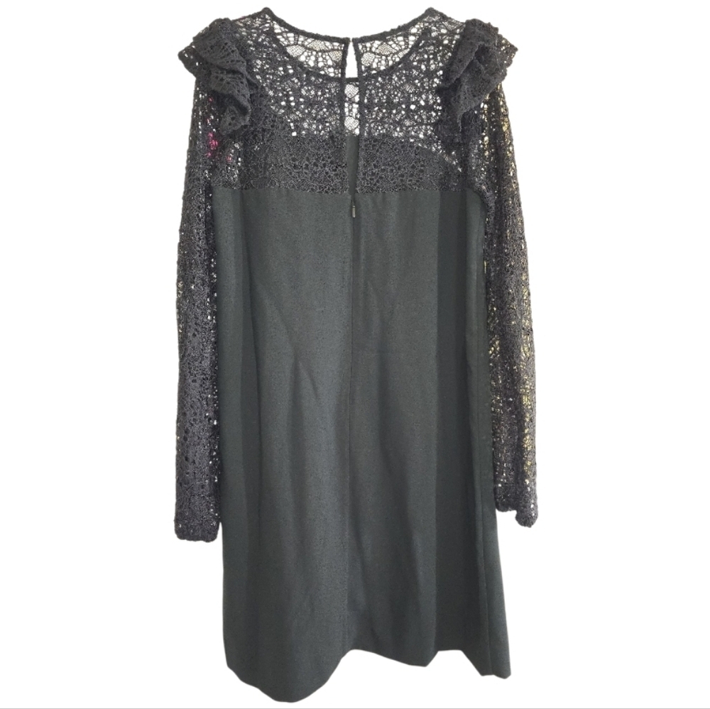 NWT Lilly Pulitzer Karolina Dress in Onyx Black 00 LBD Ruffle Lace Long Sleeves - Picture 7 of 11